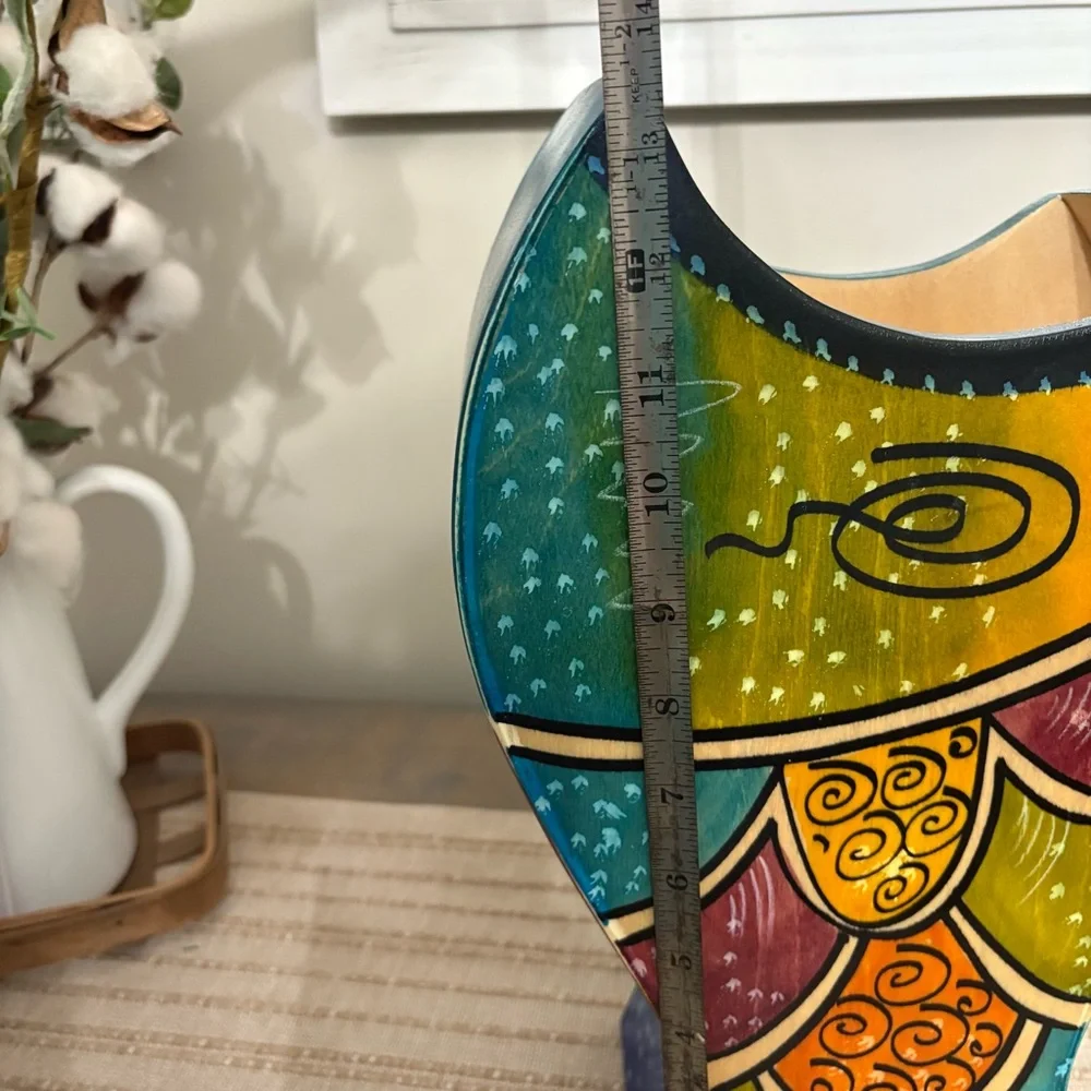Kakadu Handmade Painted Wooden Vase/Vessel made in Israel
